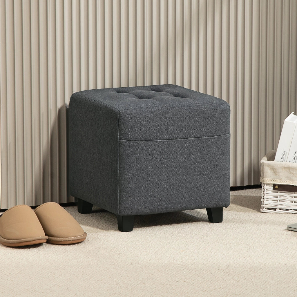 Pouf imbottito con tasca laterale ¨C zephmum ¨C grigio 35x35x35 cm