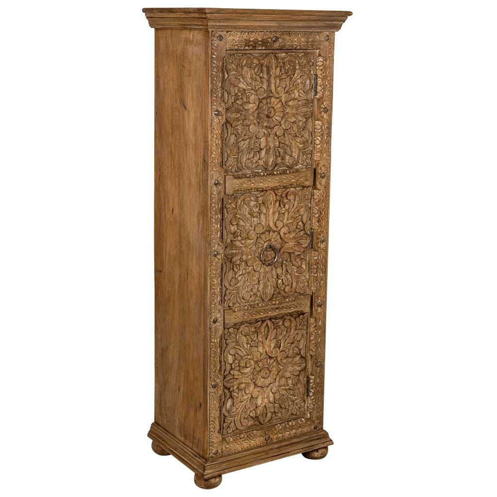 Armadio artigianale in legno marrone, 53x40x149h cm