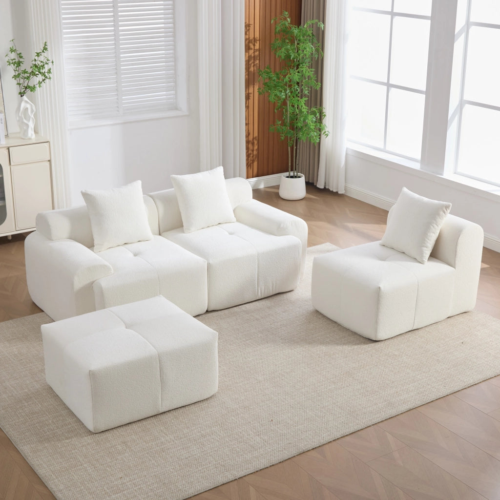 Sof¨¤ modulare a nuvola - Zephmum- 3 posti beige schiuma memory L 268x102x78 cm