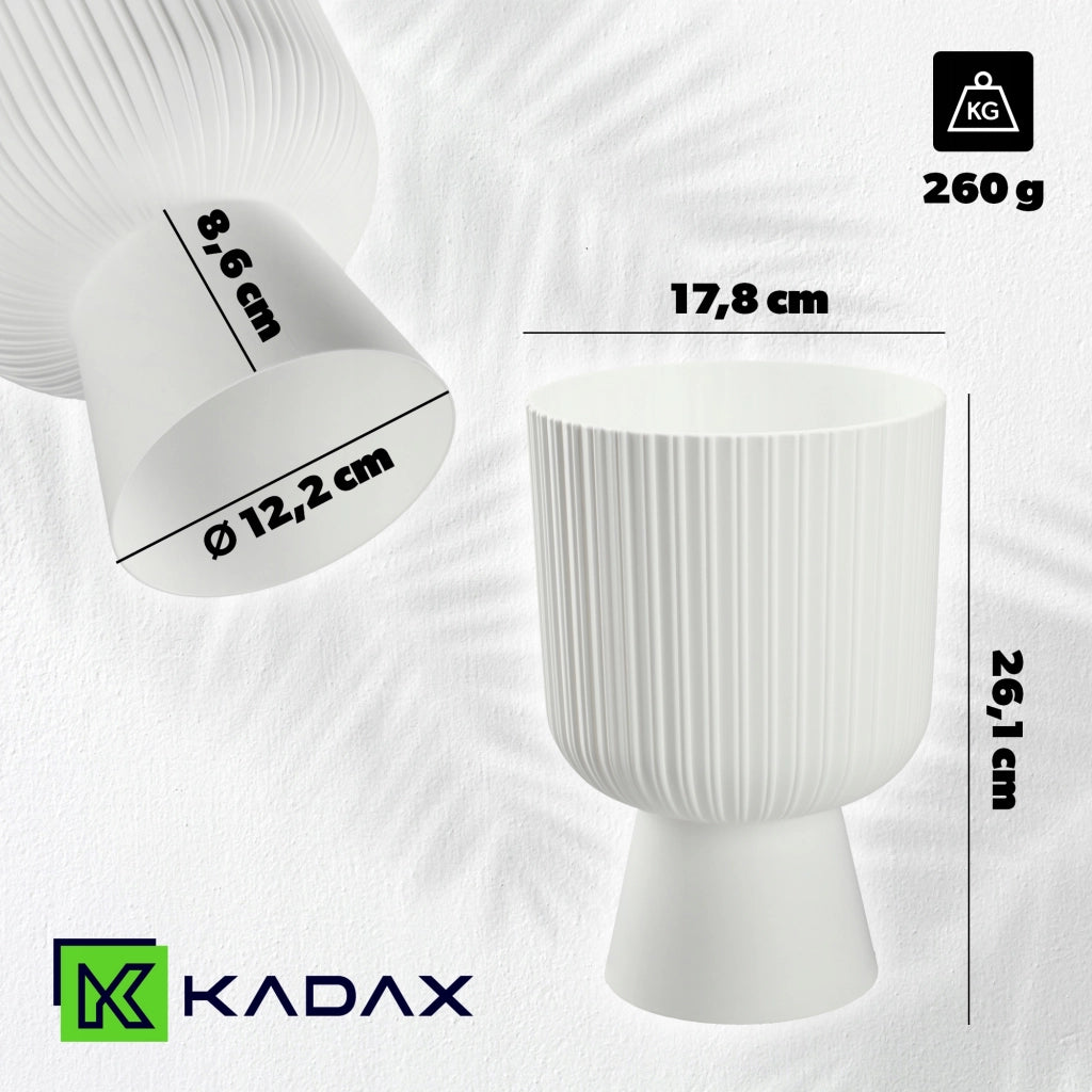 Vaso da fiori KADAX, vaso da fiori da giardino, copertura in plastica, 18 cm, supporto per fiori, bianco