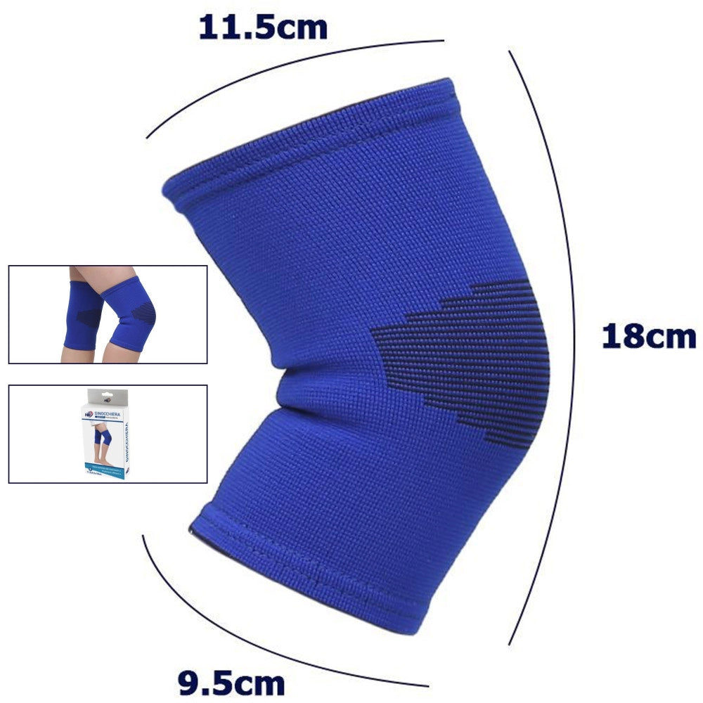 Trade Shop - Coppia Ginocchiere Fascia Elastica Anallergica Lavabile Per Bambini Blu Tg. S -