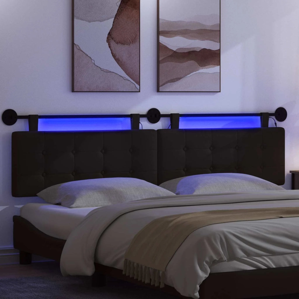 Testiera | Testata sospesa Con luce LED Nero Similpelle