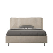 BS COM Letto matrimoniale francese senza rete imbottito 140x190 microfibra sabbia Large