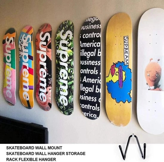 Supporti per skateboard da parete - Set di 2 - Supporto per parete con viti - Skateboard, Longboard, Pennyboard - Supporto per chitarra - Supporto per attrezzo