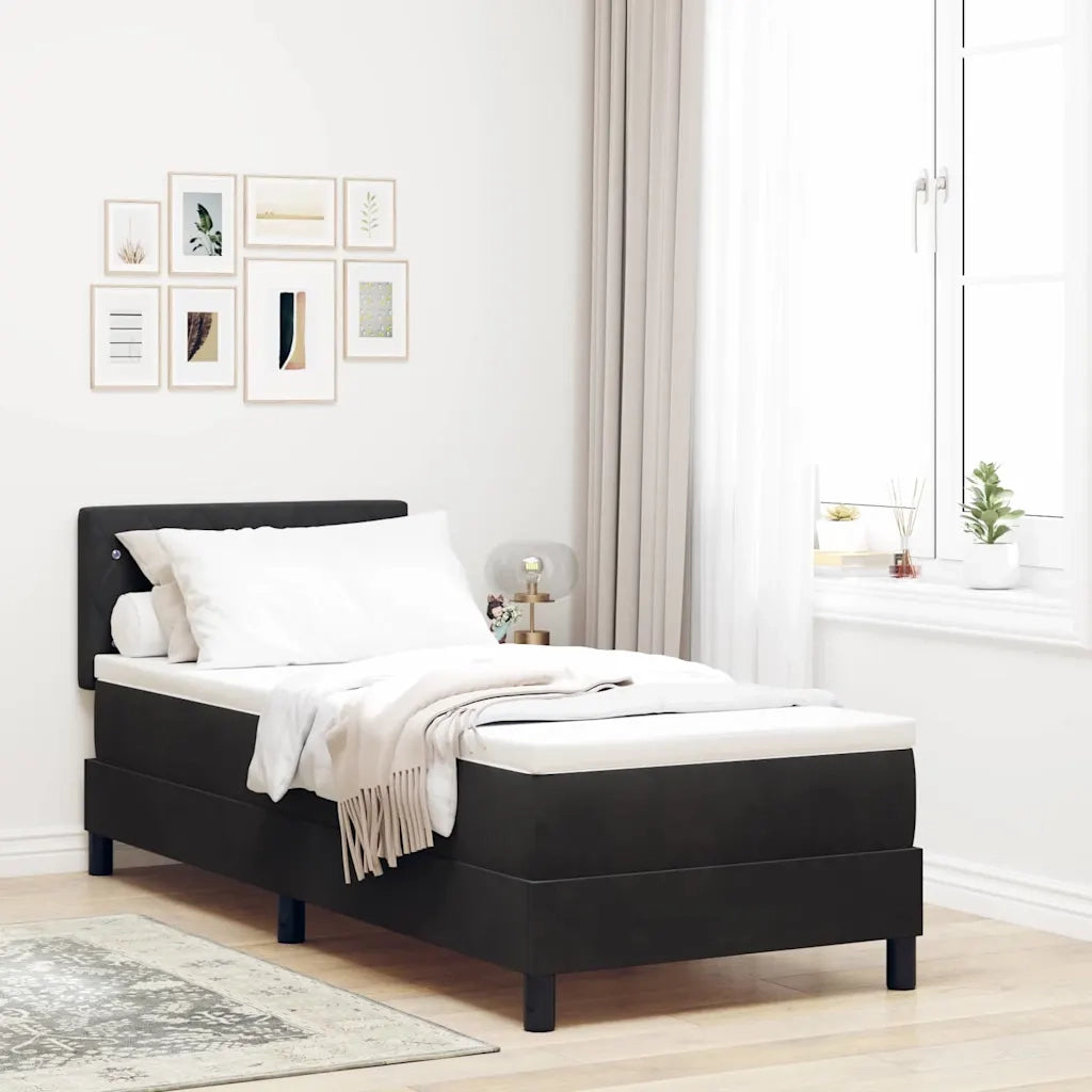 Letto a Sorgente LED con materasso Nero 80 x 200 cm Velluto 3342550