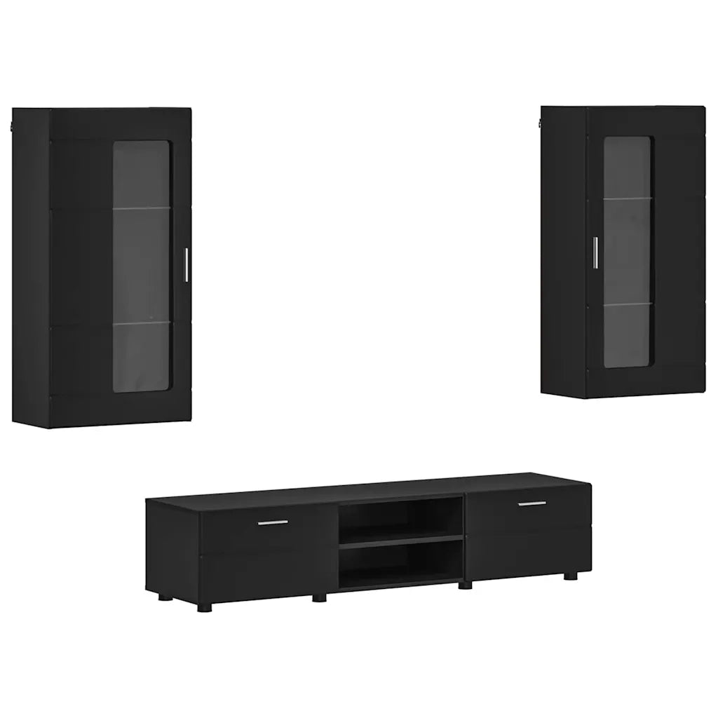 Set mobile TV con cassetto FLORIN Nero Legno multistrato