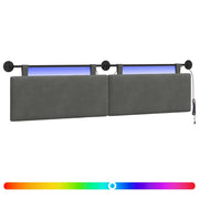 Testiera | Testata sospesa Con luce LED Grigio Scuro Tessuto in Cords