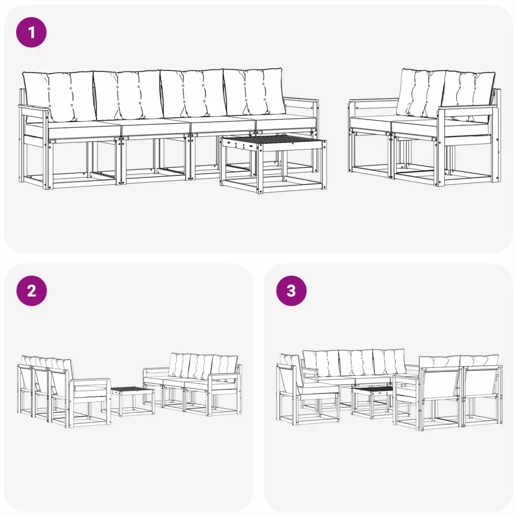 Set di divani da esterno con cuscino 7 pcs Bianco e Beige 3389231