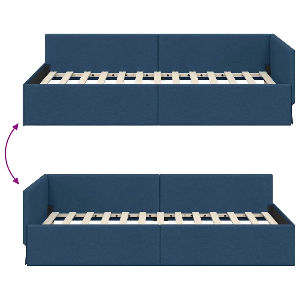 Cornice del letto ad angolo Blu 100 cm x 200 cm Tessuto 42016058