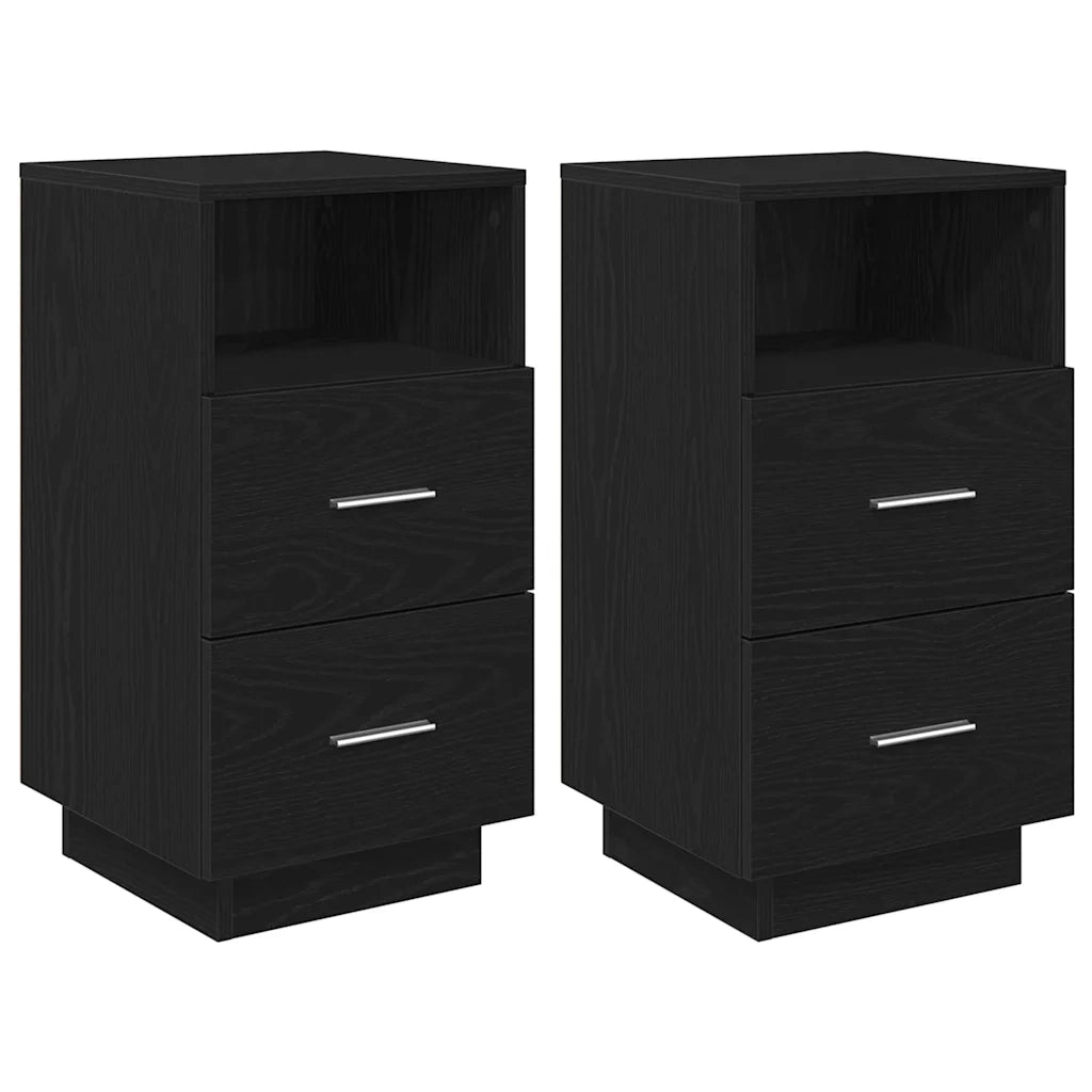 Comodini 2 pz con 2 Cassetti-Set di 2 Tavolino da notte Neri 36x36x68 cm