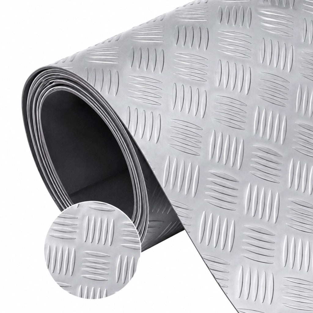 1 X 20mt Pavimento PVC spess. 1,8mm Antiscivolo effetto lamiera – Copripavimento mandorlato, Tappeto Protettivo Industriale per Magazzino, Auto e Fai da Te
