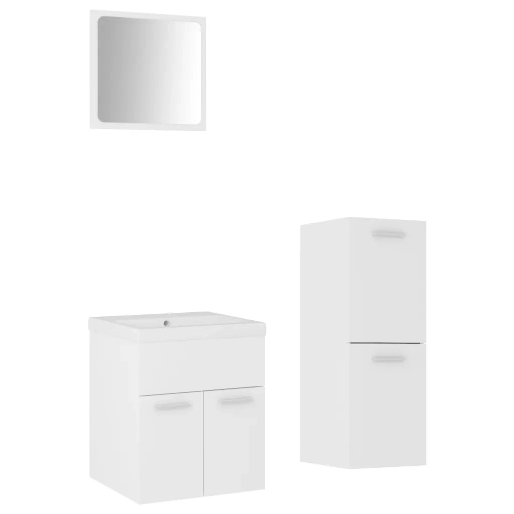 Set Mobili da Bagno | Armadio da bagno Bianco in Legno Multistrato