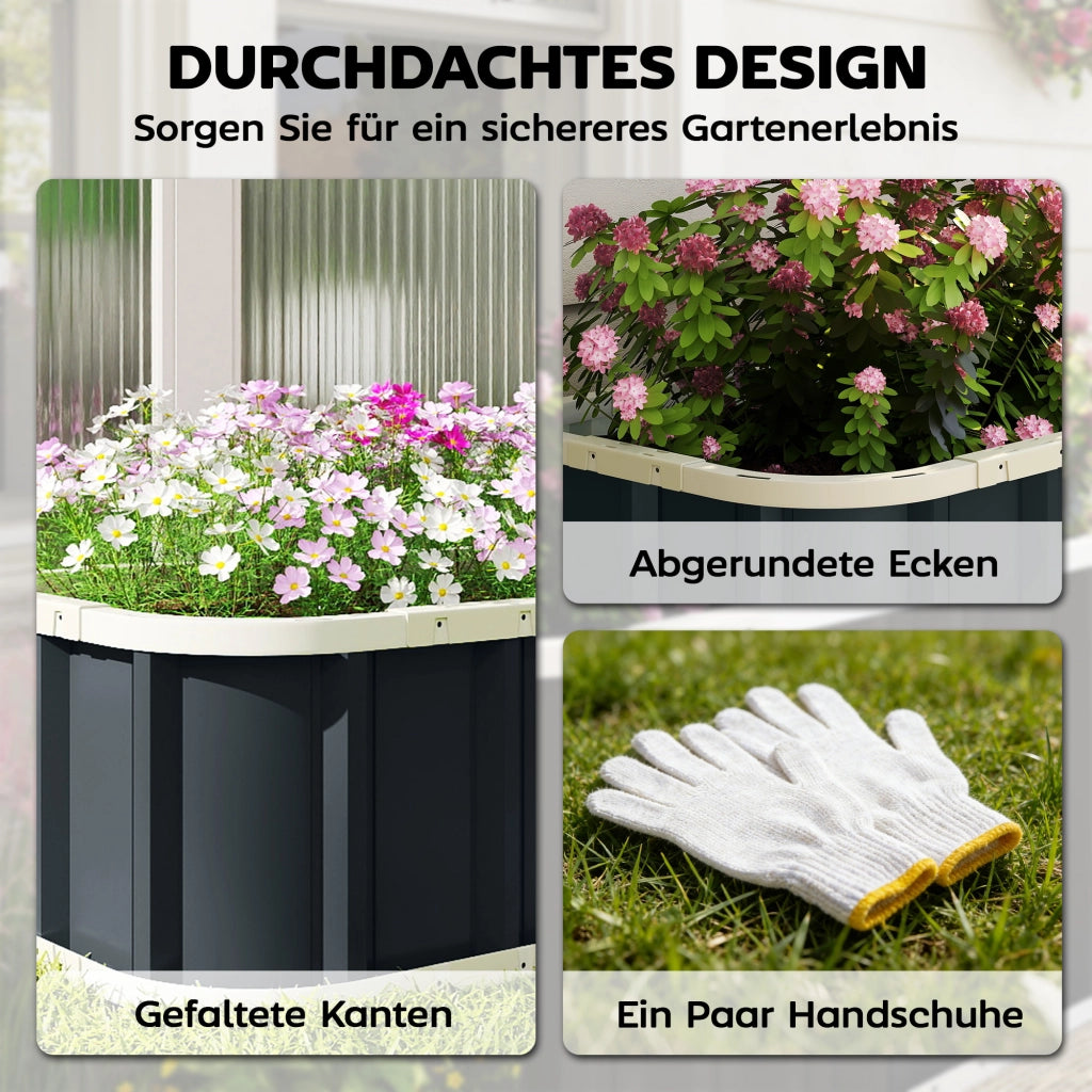Hochbeet in Acciaio ¨C Minimal ¨C 136x52x31 cm Grigio Scuro
