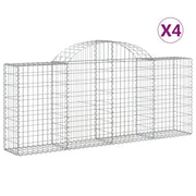 Set di 4 gabbioni ad arco per recinzioni gabbie e muri di contenimento 200 x 30 x 80/100 cm ferro zincato argento 02_0041435
