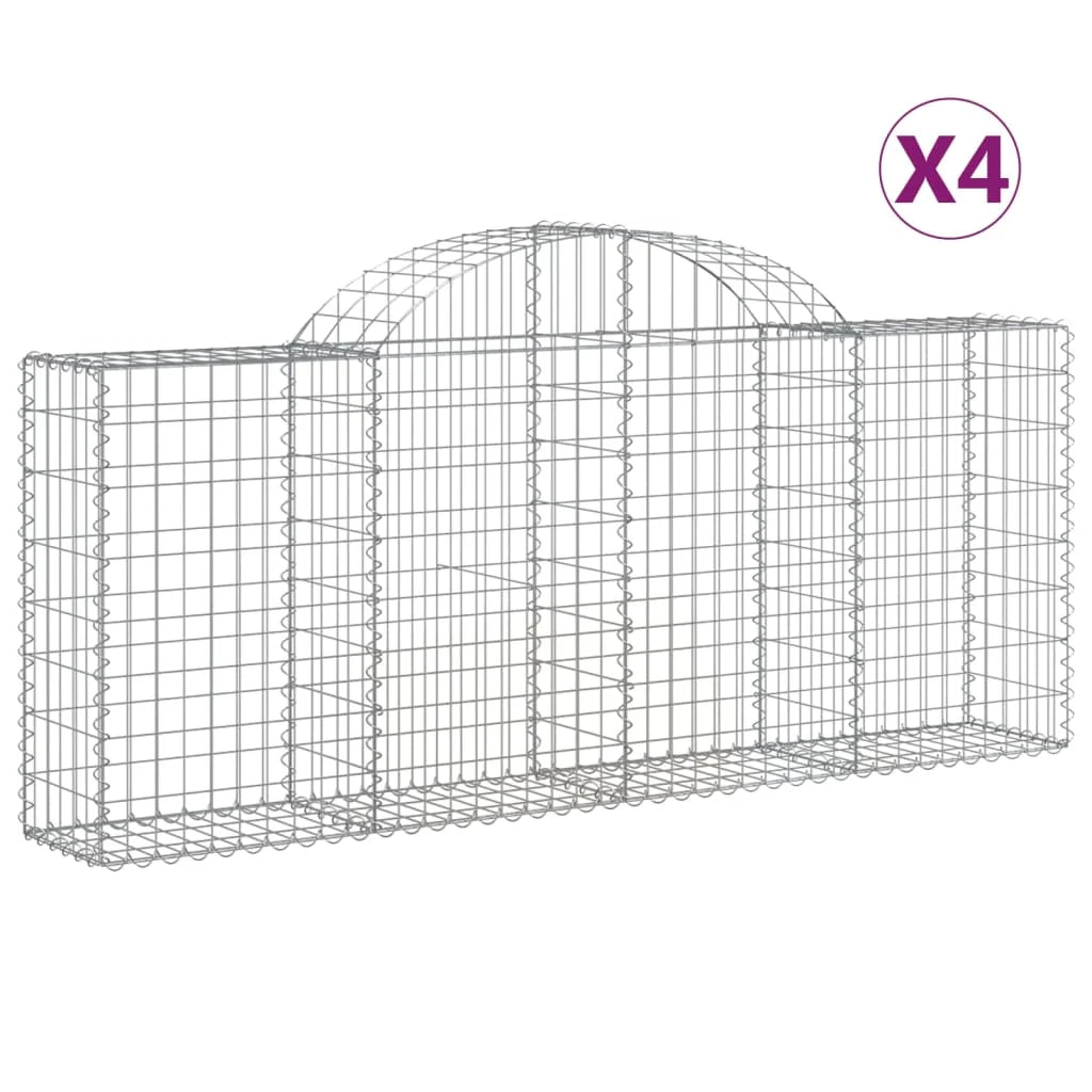 Set di 4 gabbioni ad arco per recinzioni gabbie e muri di contenimento 200 x 30 x 80/100 cm ferro zincato argento 02_0041435
