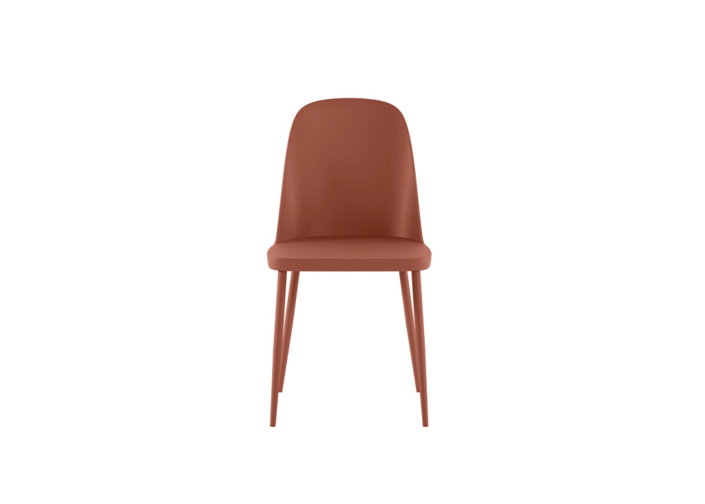 Sedia Tamara in Polipropilene Ruggine con Struttura in Metallo in Tinta - Design Moderno Ergonomico per Ambienti - Set da 4