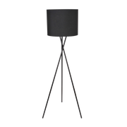 Lampada da terra treppiede nera Polux paralume E27 20W