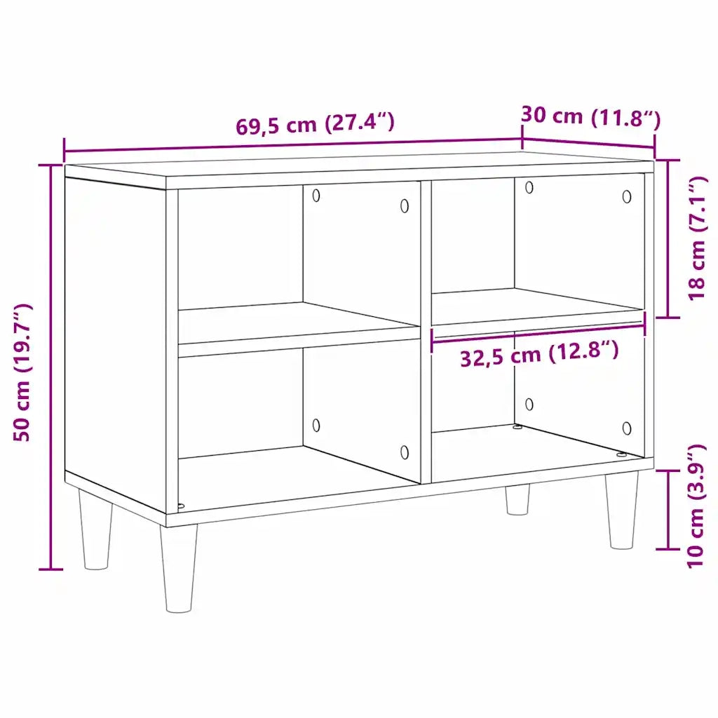 Mobile TV 69,5 x 30 x 50 cm Rovere Nero Legno ingegnerizzato 862583
