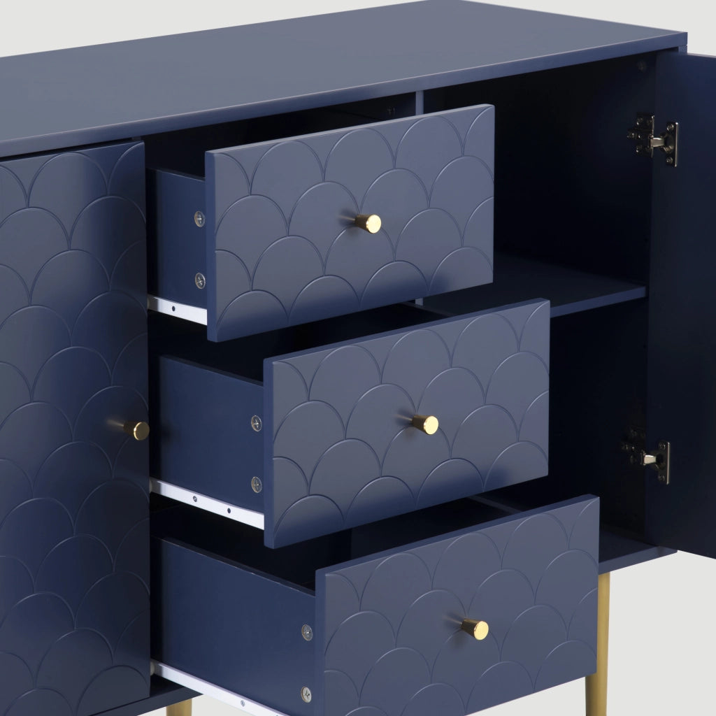 CREDENZA 120x40x83 cm Blu Marino con 2 ante e 3 cassetti
