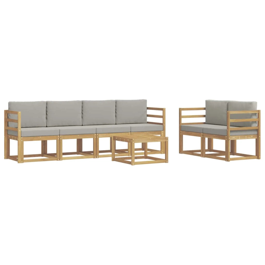 Set di divani da esterno 7 pz Bianco e Grigio Chiaro Poliestere 3387265