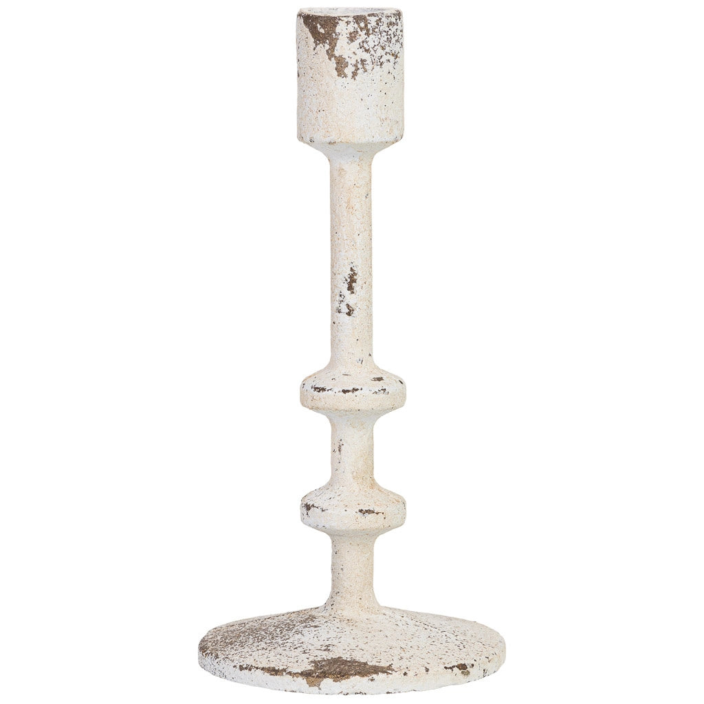 Candelabro in metallo bianco, 8,5x8,5x18 cm (altezza)