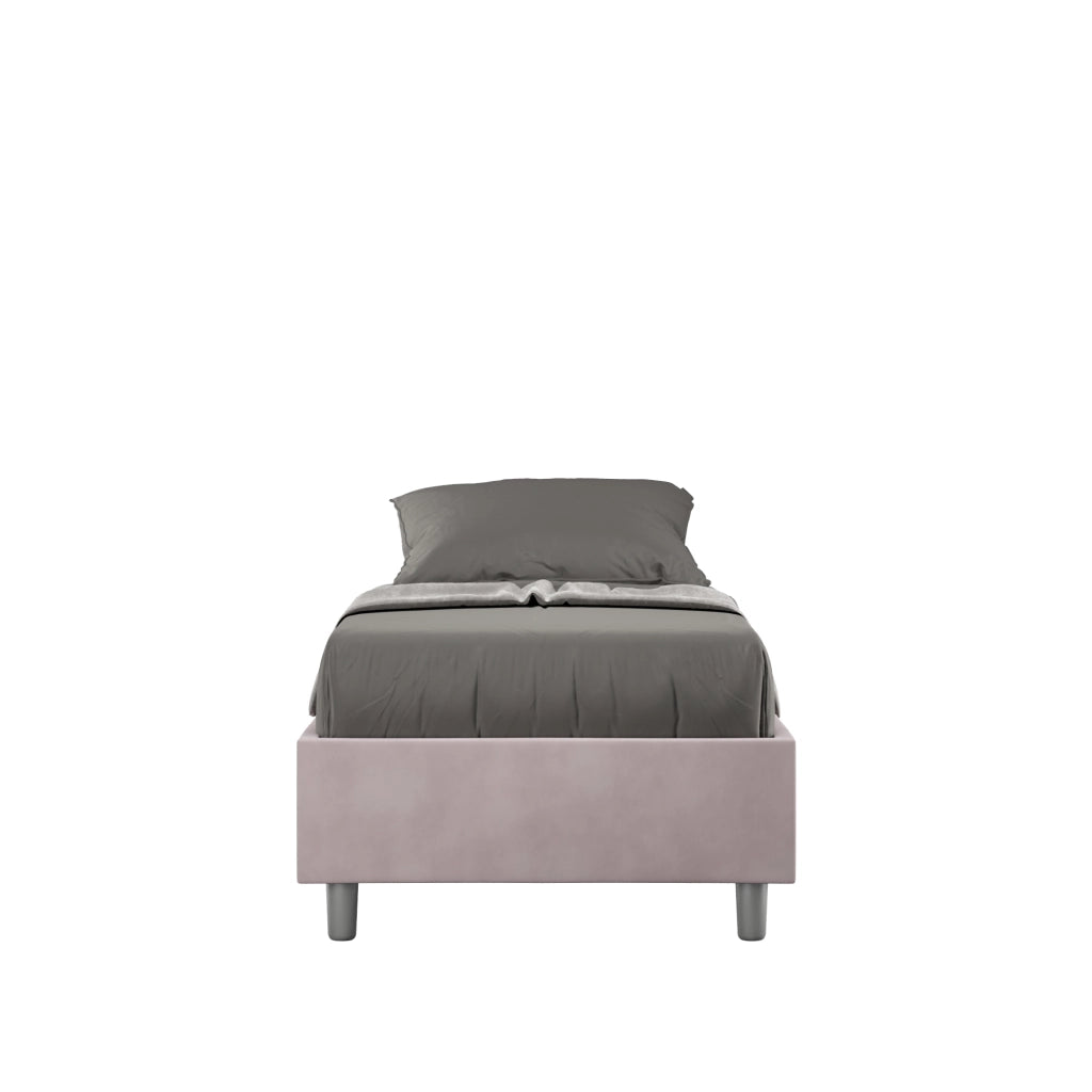 BS COM Letto singolo con rete imbottito 90x210 microfibra glicine