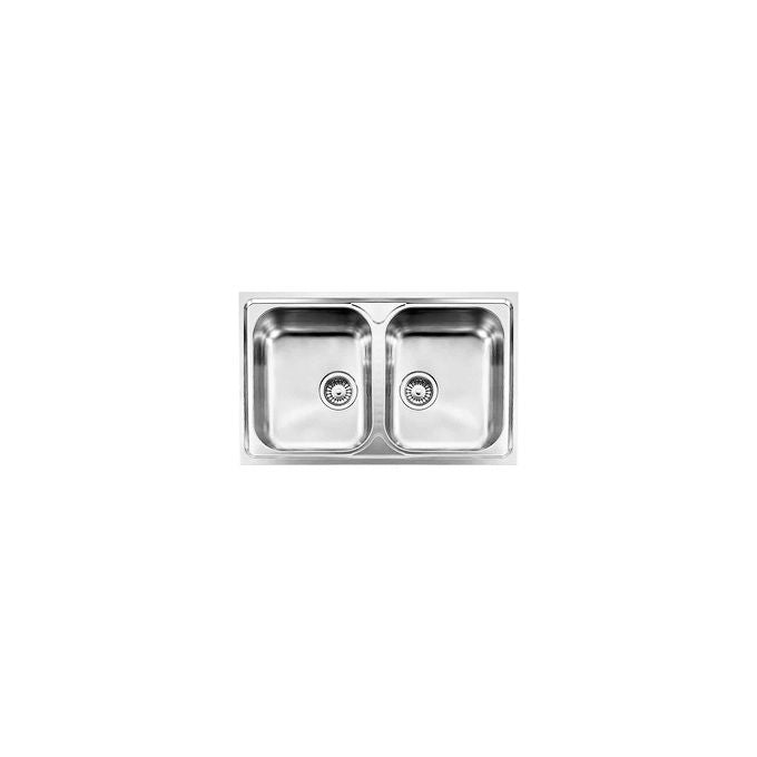 CM 010042.X1.01.2018 Cristal Lavello da incasso 2 vasche in acciaio inox satinato AISI 304-18-10 con bordo ultrapiatto e guarnizione premontata colore Inox