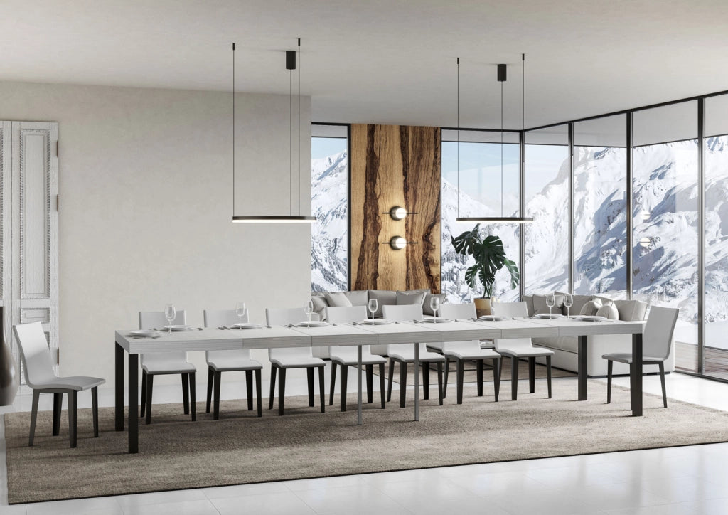 Tavolo allungabile 90x180/440 cm EveryX Premium bianco frassino telaio Antracite