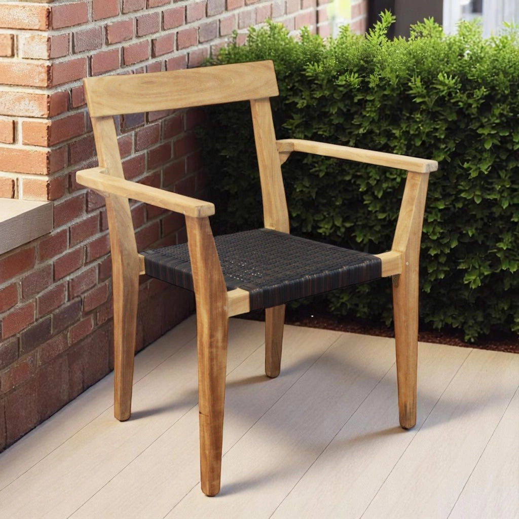 Poltrona impilabile da giardino in Teak e corda - KORONIS