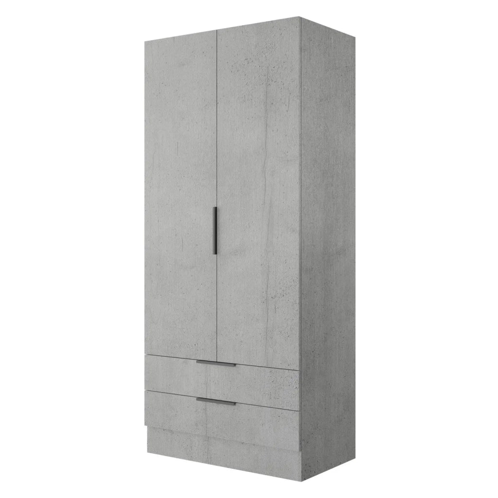 Armadio Composad cemento con 2 ante e 2 cassetti cm 82x46x184h
