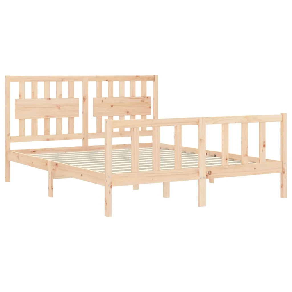 Letto matrimoniale | Letto per adulti | Giroletto senza Materasso 160x200 cm in Legno Massello di Pino