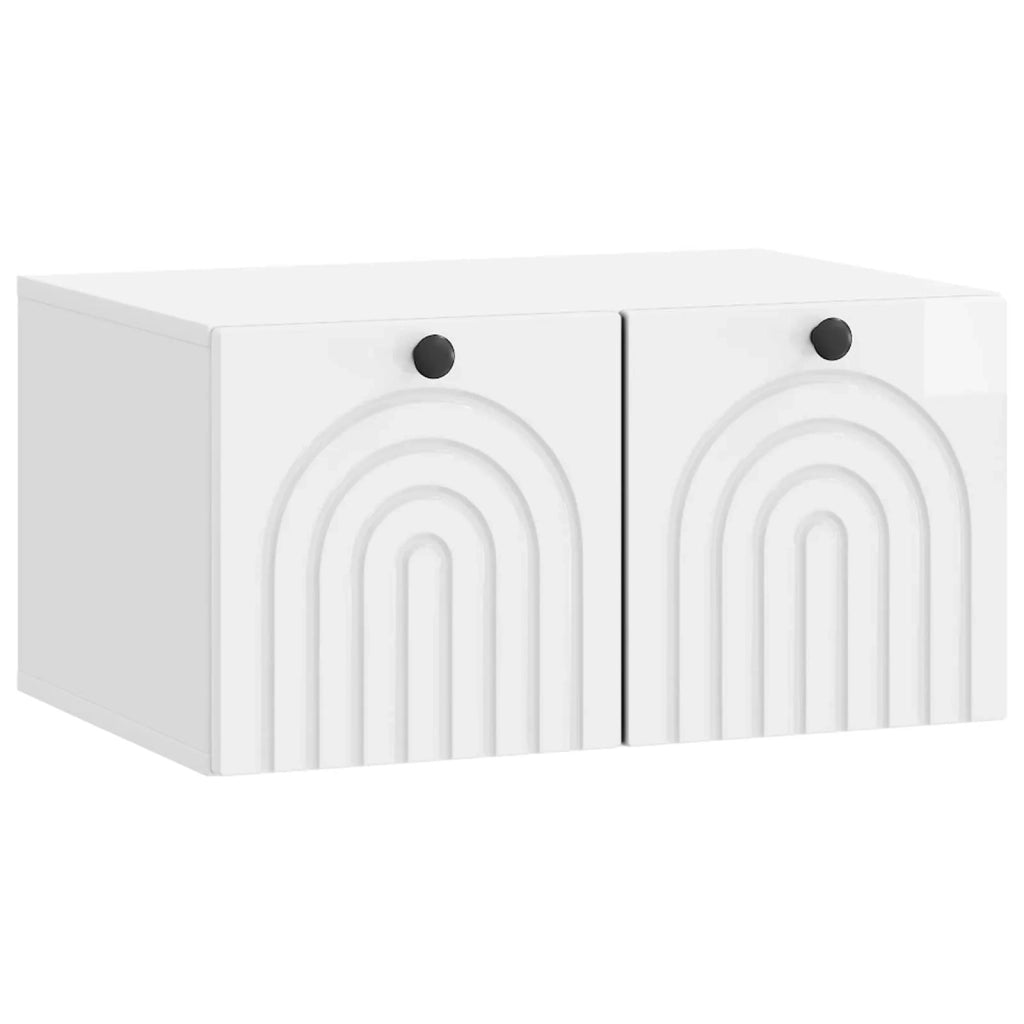 Mobile Porta TV da Muro-Credenza per TV sospesa Bianco Lucido 59,5 x 41 x 30 cm 735811