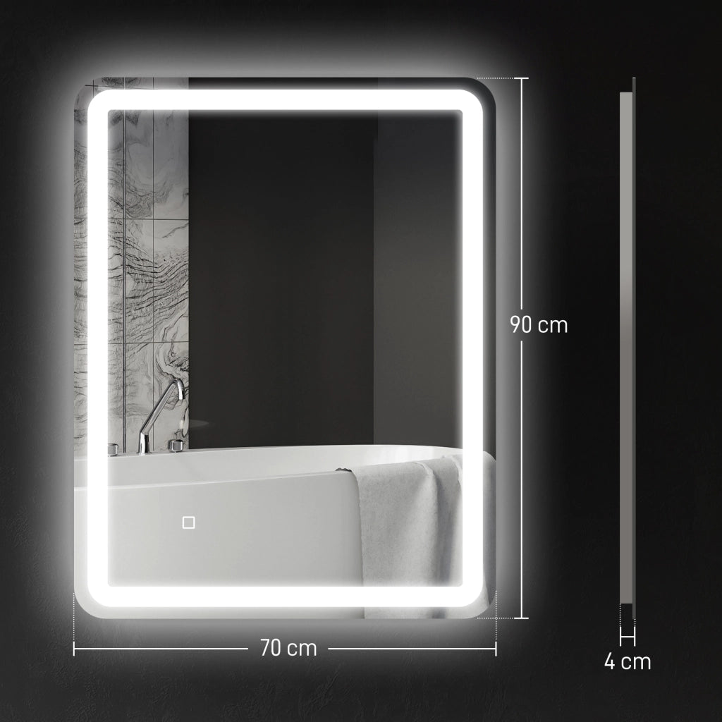 Specchio da Bagno con Luci LED ¨C zephmum ¨C Bianco 70x90 cm IP44