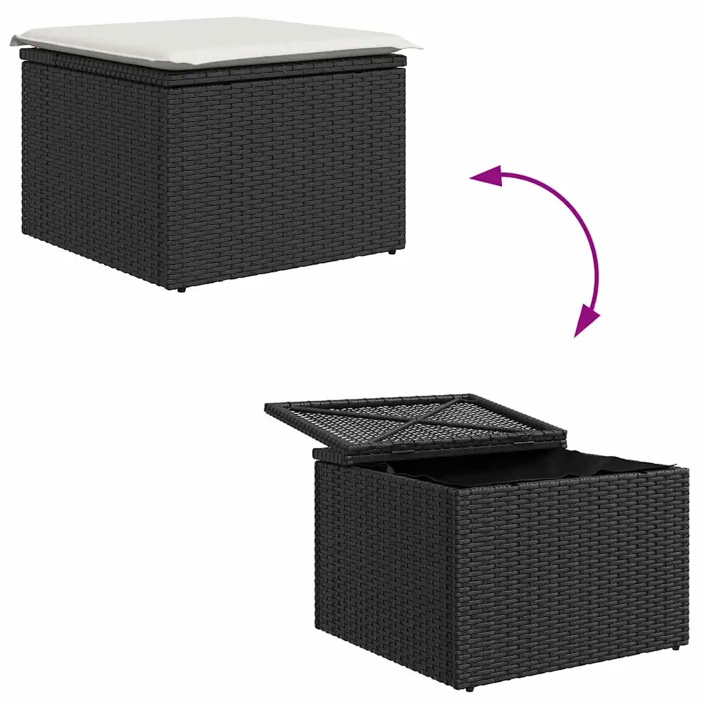 Set Divano da Giardino con cuscino 9 pcs Nero polyrattan 3347362