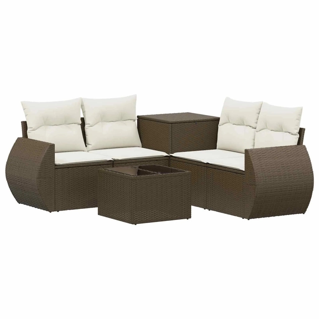 Set di divani 6 pz Marrone e Bianco Crema 3447508