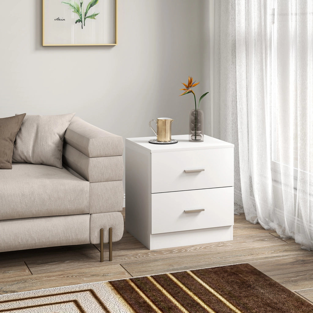 Comodino con 2 cassetti ¨C Xylo ¨C Bianco 45x39,5x49 cm