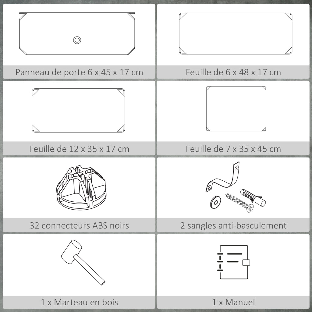 Armadio per scarpe modulare ¨C zephmum ¨C 6 cubi plastica bianco 49x36.5x108