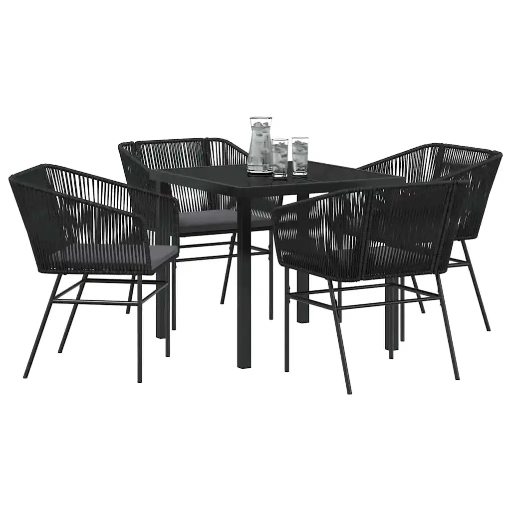 Set da Pranzo per Giardino con cuscino 5 pcs Nero