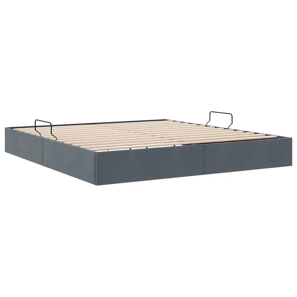 Letto con Contenitore Grigio Scuro 193 x 203 cm Velluto 3370139