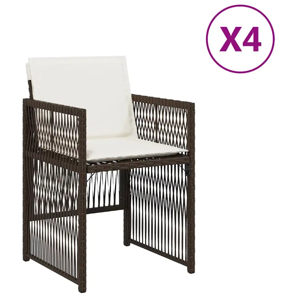 Sedie da Giardino con Cuscini 4 pz Marroni in Polyrattan 364969