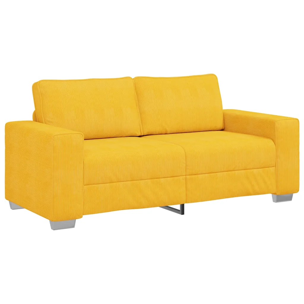 Divano Divanetto Giallo Chiaro 180x77x82cm Tessuto di Velluto a Coste 4105205