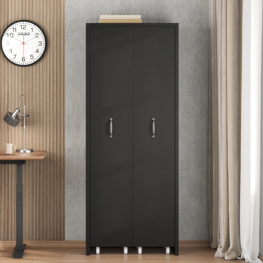 LIBRERIA Estensibile su Ruote 51,5 x 41 x 158 cm MDF Nero