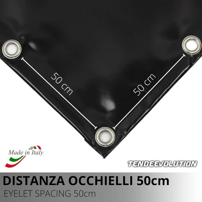 Telo PVC IGNIFUGO Impermeabile Grigio | Telone Occhiellato Ogni 50CM 650g/mq | Copertura Esterna | 5x7m | Resistente Multiuso