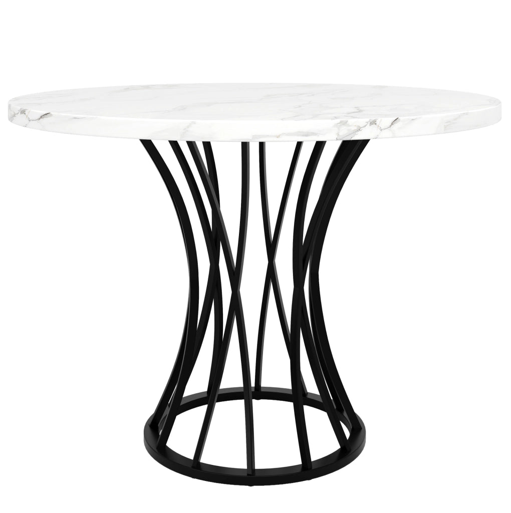 Tavolo da pranzo rotondo 80 x 80 x 76 cm in MDF e metallo; nero