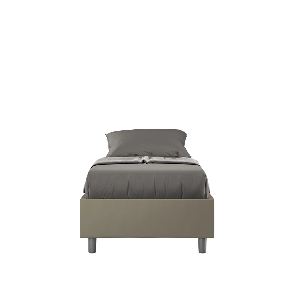 BS COM Letto singolo con rete imbottito 80x210 similpelle cappuccino