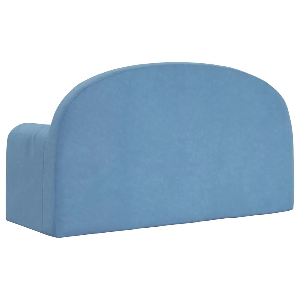 Divano per Bambini a 2 Posti Blu in Morbido Peluche 357014