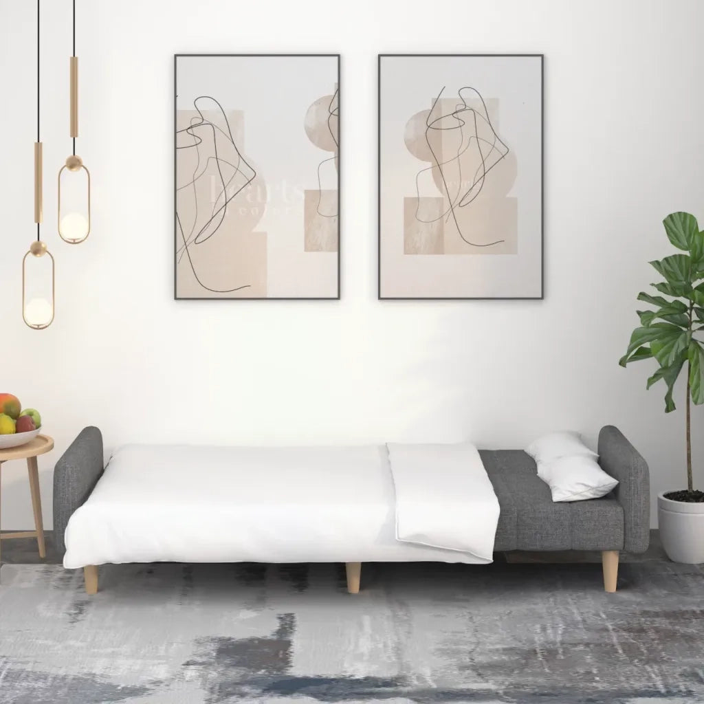 Divano letto | Sof¨¤ letto | Letto singolo a 2 Posti Grigio Chiaro in Tessuto