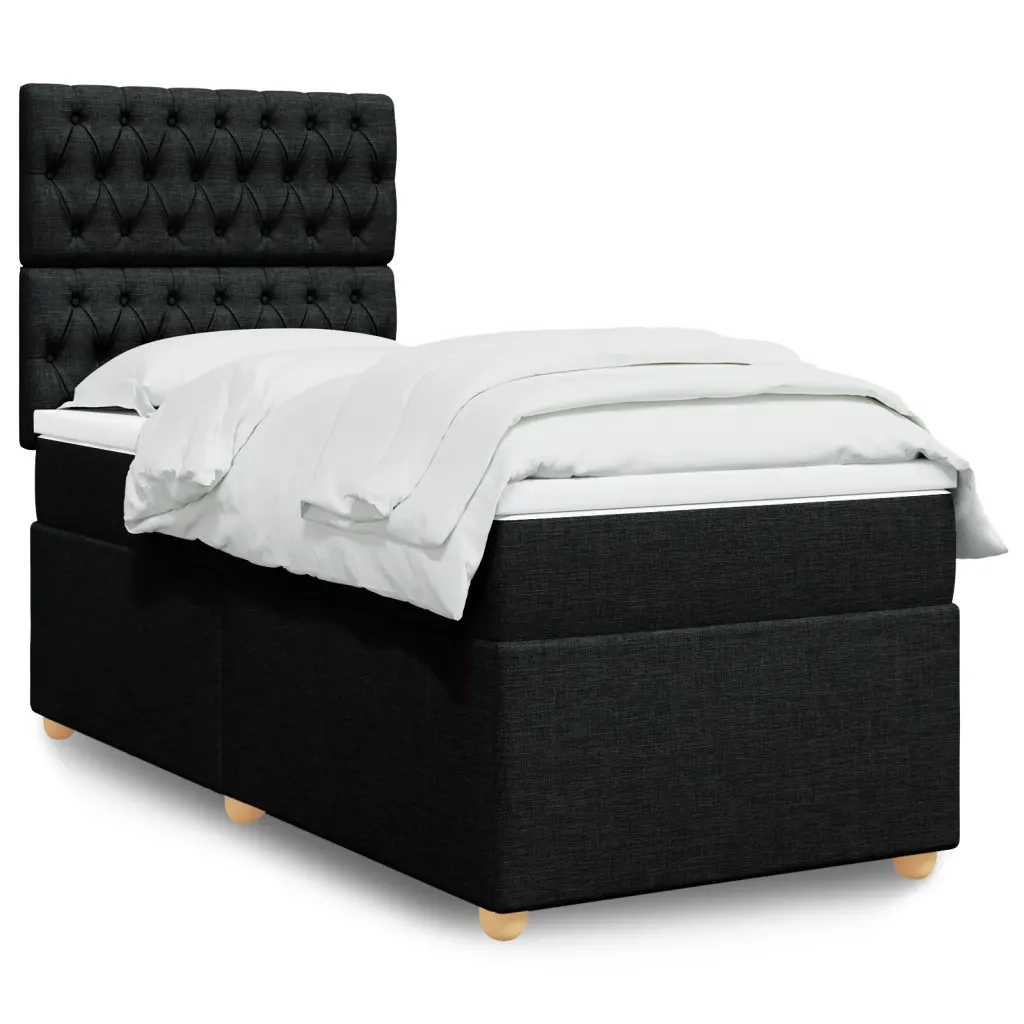 Giroletto a Molle con Materasso Nero 100x200 cm in Tessuto 3293500