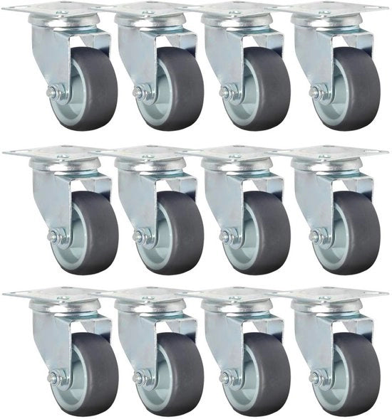 Ruote per trasporto, ruote regolabili 50 kg/rotolo, ruote per carichi pesanti, ruote per apparecchi 50 mm, ruote per mobili, ruote per apparecchi, ruote per carichi pesanti (12 pezzi)