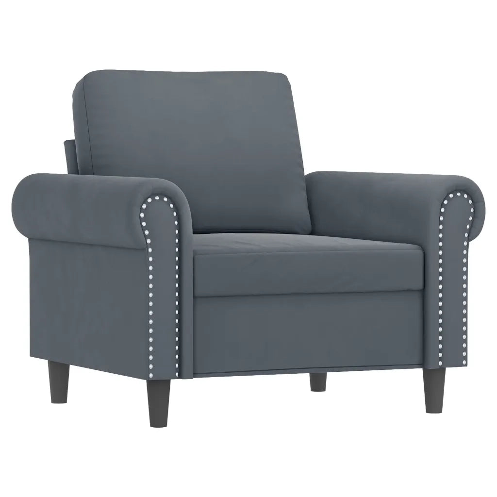 Set di Divani 4 pz con Cuscini Grigio Scuro in Velluto